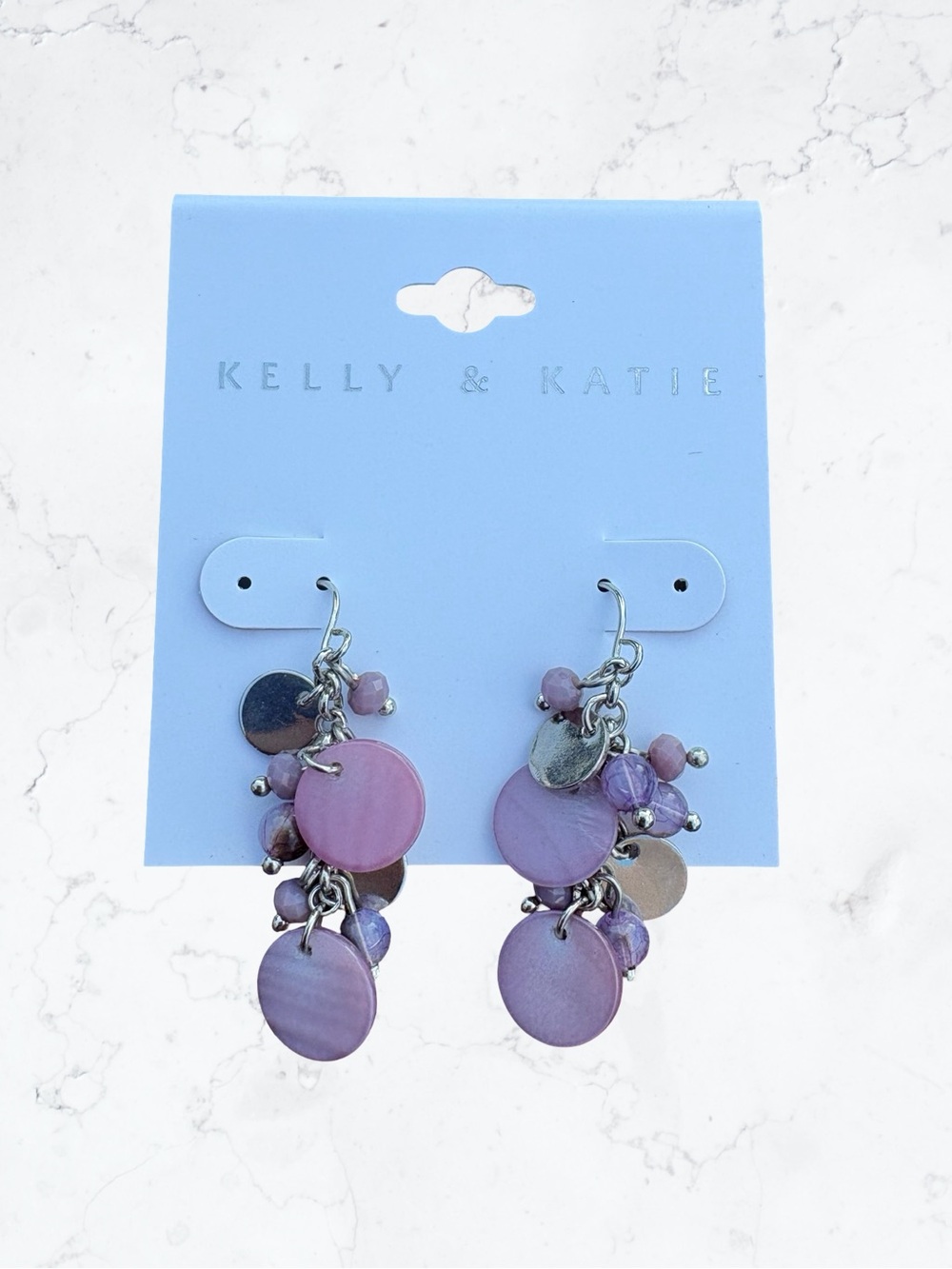 Kelly & Katie Pink Dangle Disc Cluster Earrings